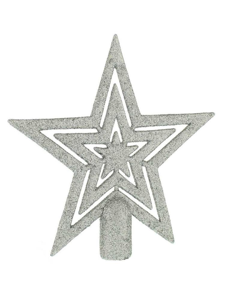 Tree Toppers, Skirts & Stands | 17cm Silver Glitter Tree Top Star Christmas Decorations Tree Toppers, Skirts & Stands