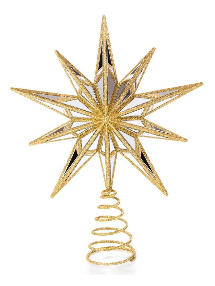 Tree Toppers, Skirts & Stands | 30cm Mirror Star Tree Topper with Gold Edging Christmas Decorations Tree Toppers, Skirts & Stands