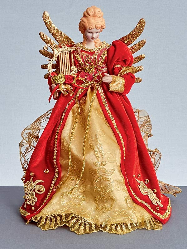 Tree Toppers, Skirts & Stands | 30cm Red & Gold Tree Top Angel Christmas Decorations Tree Toppers, Skirts & Stands