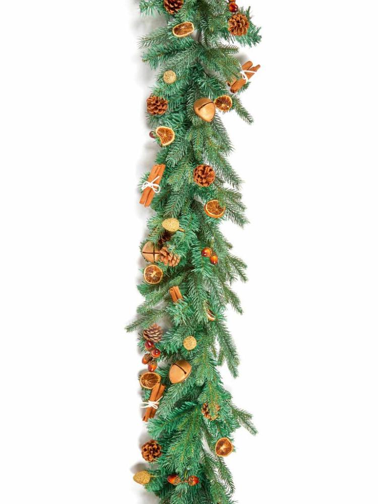 Christmas Garlands | 1.8M (6ft) Orange PVC Garland with Cinnamon Sticks Christmas Garlands Christmas Garlands