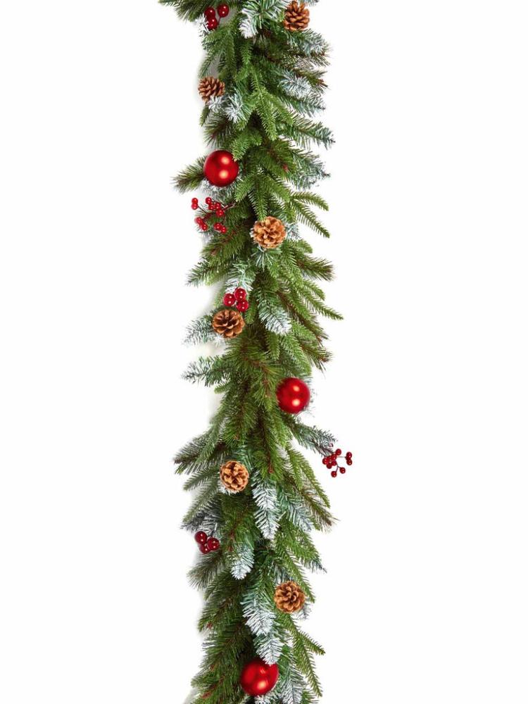 Christmas Garlands | 1.8M (6ft) Red Decorative Garland PE/PVC Baubles & Cones Christmas Garlands Christmas Garlands