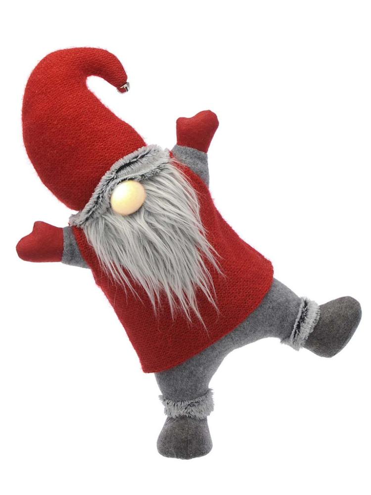 Decorative Christmas Figures | 52cm B/O Lit Red And Grey Standing Gonk Christmas Decorations Decorative Christmas Figures