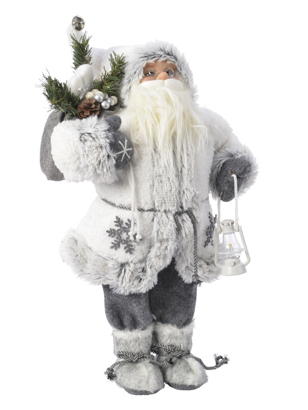 Decorative Christmas Figures | 60cm Santa In White Jacket with Snowflake Decoration Christmas Decorations Decorative Christmas Figures