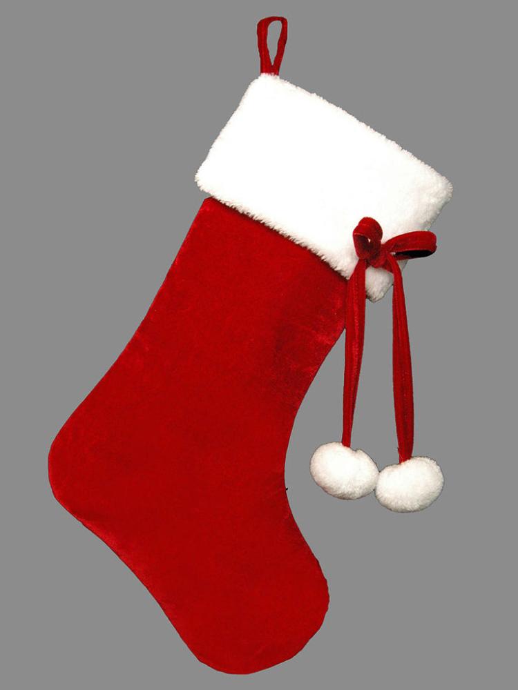 Sacks & Stockings | Pompom Xmas Stocking 54cm Christmas Decorations Sacks & Stockings