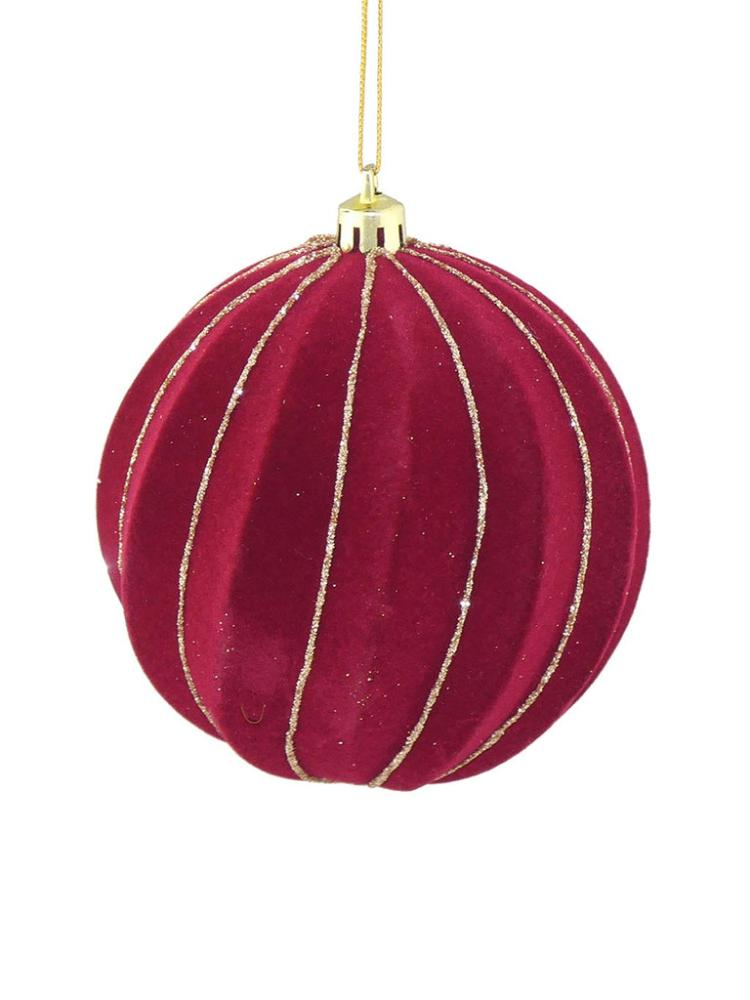 Tree Baubles | 10cm Flock Swirl Bauble Christmas Decorations Tree Baubles