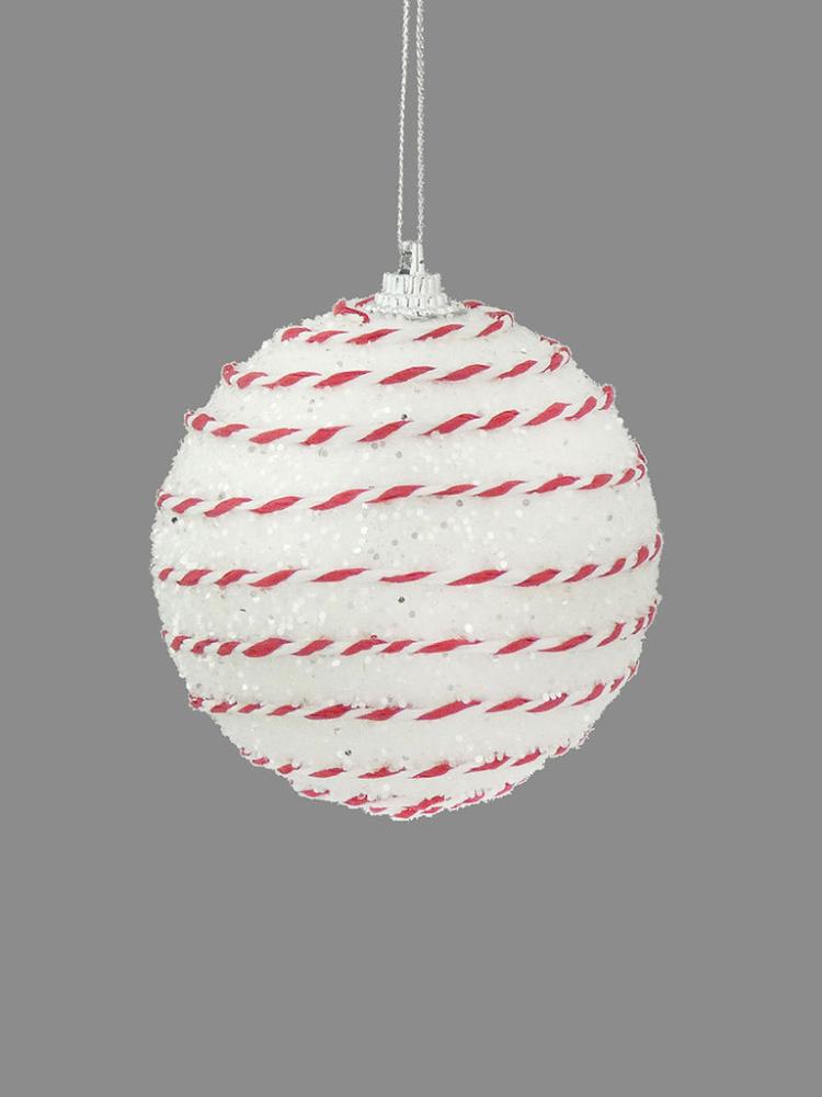 Tree Baubles | 8cm Candy String Glitter Bauble Christmas Decorations Tree Baubles