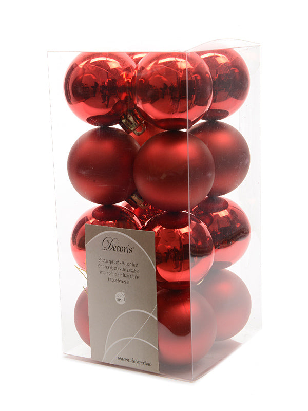 Tree Baubles | Pk 16 x 40mm Shatterproof Bauble – Christmas Red Christmas Decorations Tree Baubles