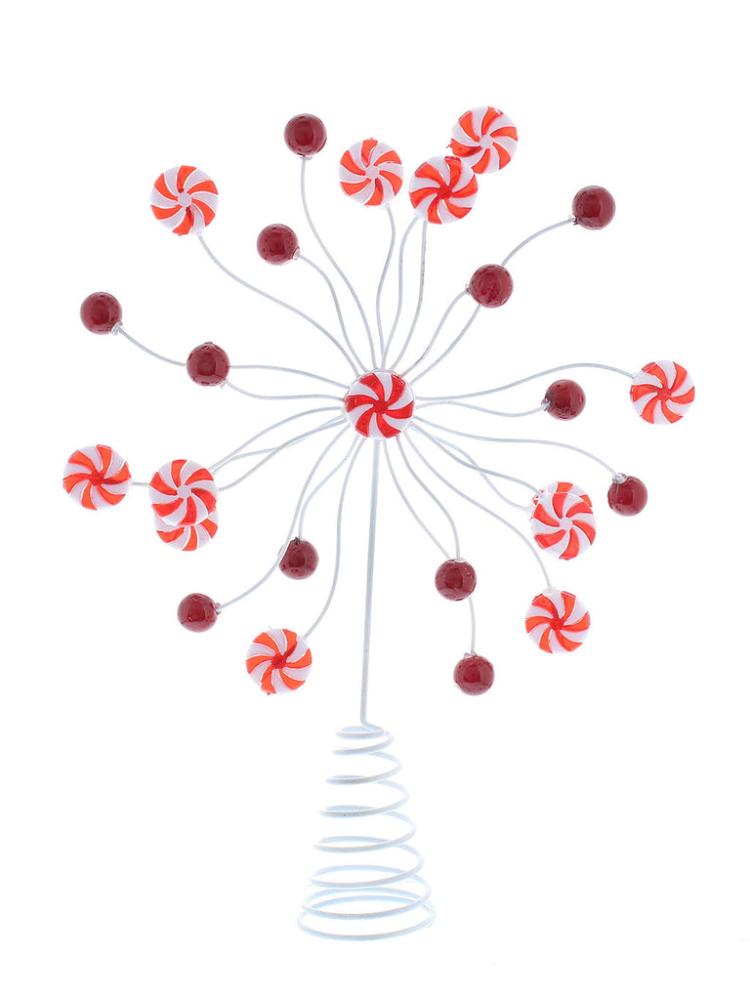 Tree Toppers, Skirts & Stands | 33cm White and Red Candy Stripe Tree Topper Christmas Decorations Tree Toppers, Skirts & Stands