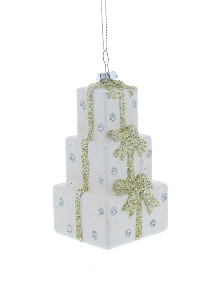 Tree Decorations | 10cm Hanging Gold/Silver Glitter Stacked Presents Christmas Decorations Tree Decorations