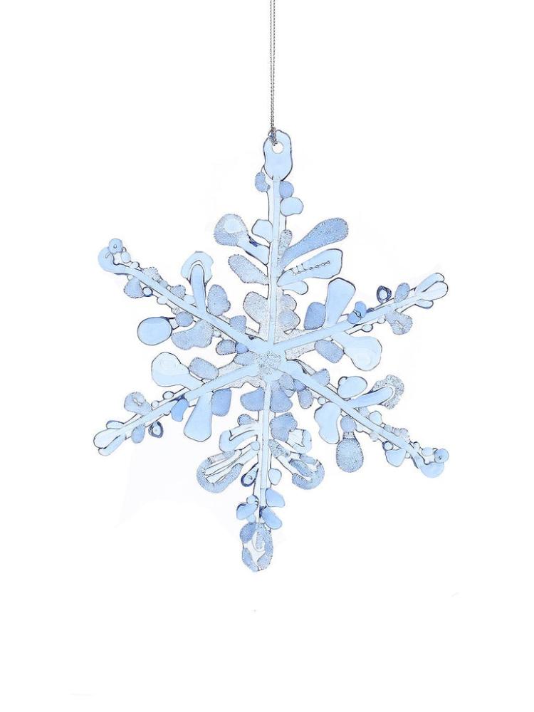 Tree Decorations | 18cm Hanging Frosted Blue Snowflake Christmas Decorations Tree Decorations