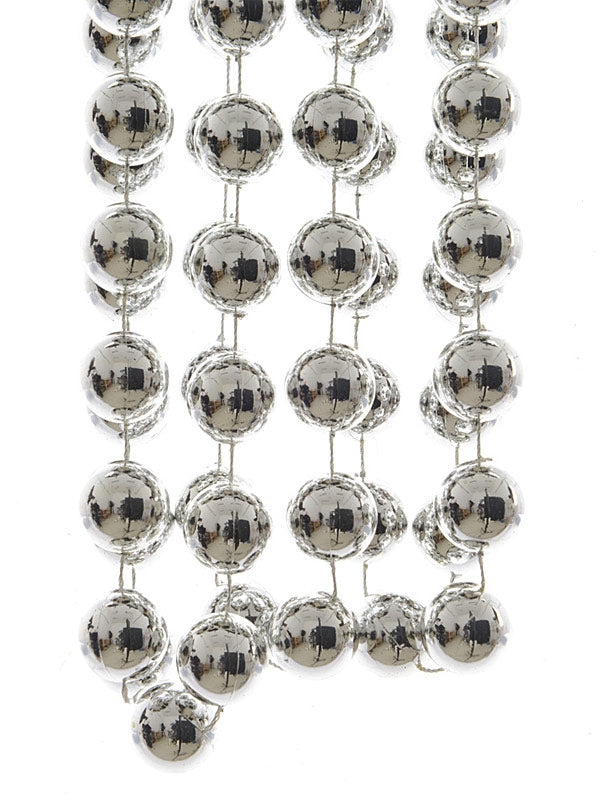 Tree Decorations | 2.7M Plastic Bead XXL Garland – Silver Christmas Decorations Tree Decorations