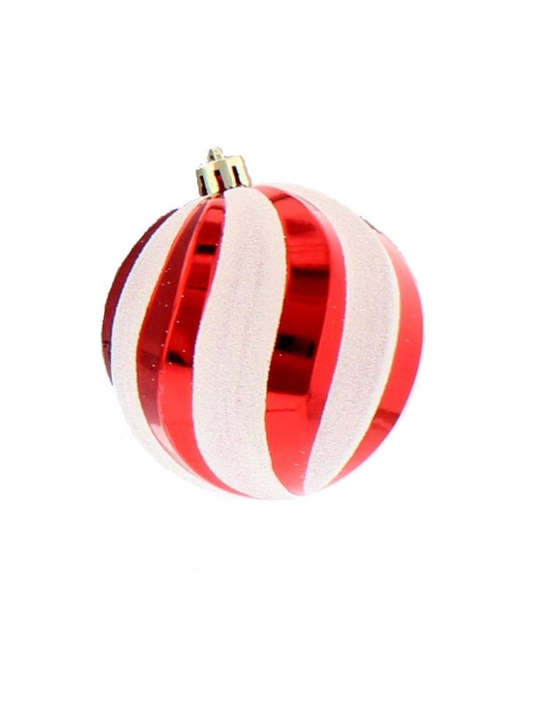 Tree Decorations | 8cm Red / White Candy Cane Ball Christmas Decorations Tree Decorations