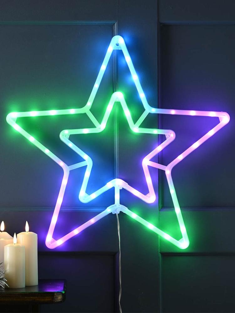 Lit Christmas Decorations | 56cm Digital Star With Remote Control Indoor Christmas Lights Lit Christmas Decorations